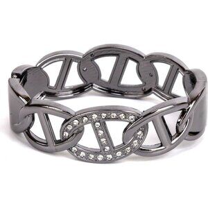 ✨ Spunkysoul Chain Buckle Women Silver Rhinestones Rose Gun Metal Cuff Bracelet